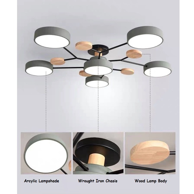 Đèn trần, đèn ốp trần hiện đại trang trí phòng khách, phòng ngủ 3 chế độ ánh sáng