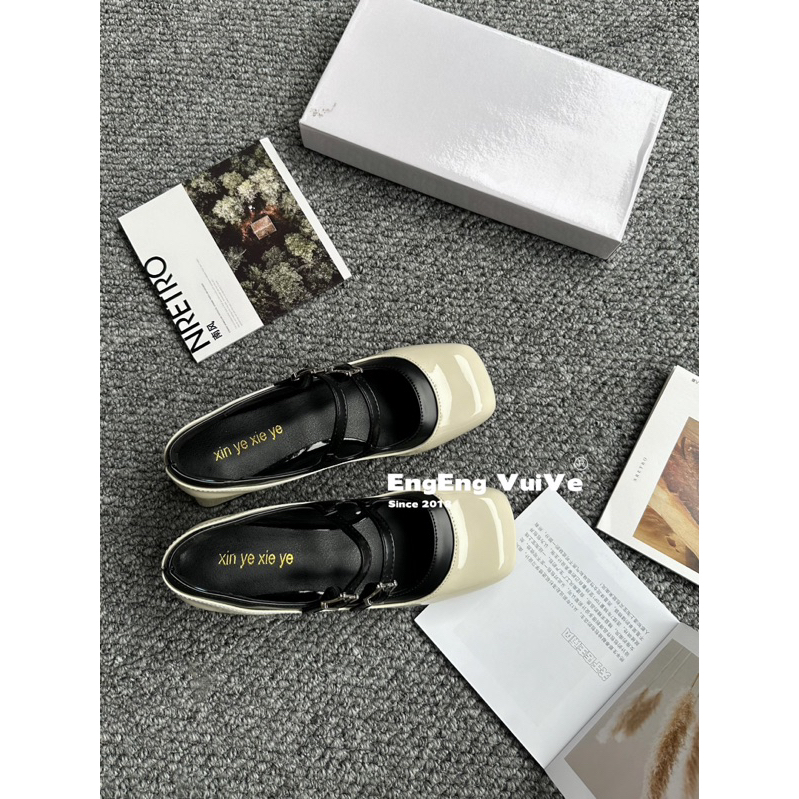 Giày Mary Jane Cao Gót ~ 4.5cm Dupe CNK Dáng Retro 2 Quai