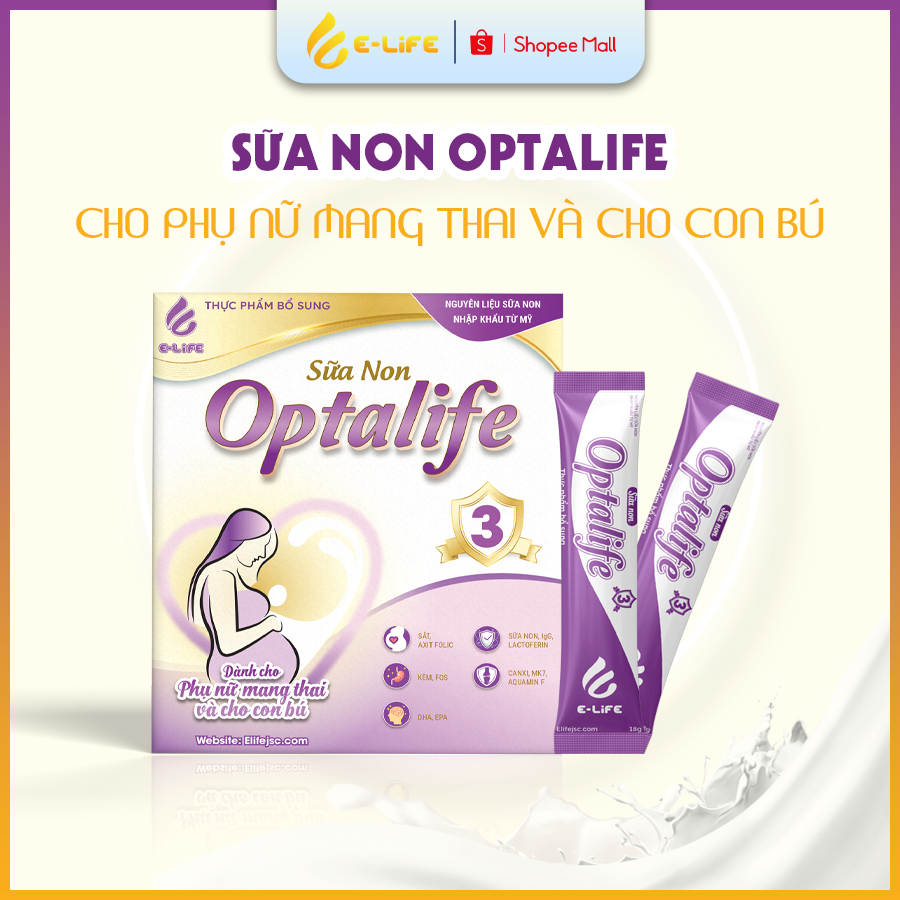 Sữa non Optalife 3 bổ sung sắt-Acid Folic-canxi-dha-omega 3 tăng đề kháng, hệ miễn dịch cho mẹ bầu, thai nhi phát triển