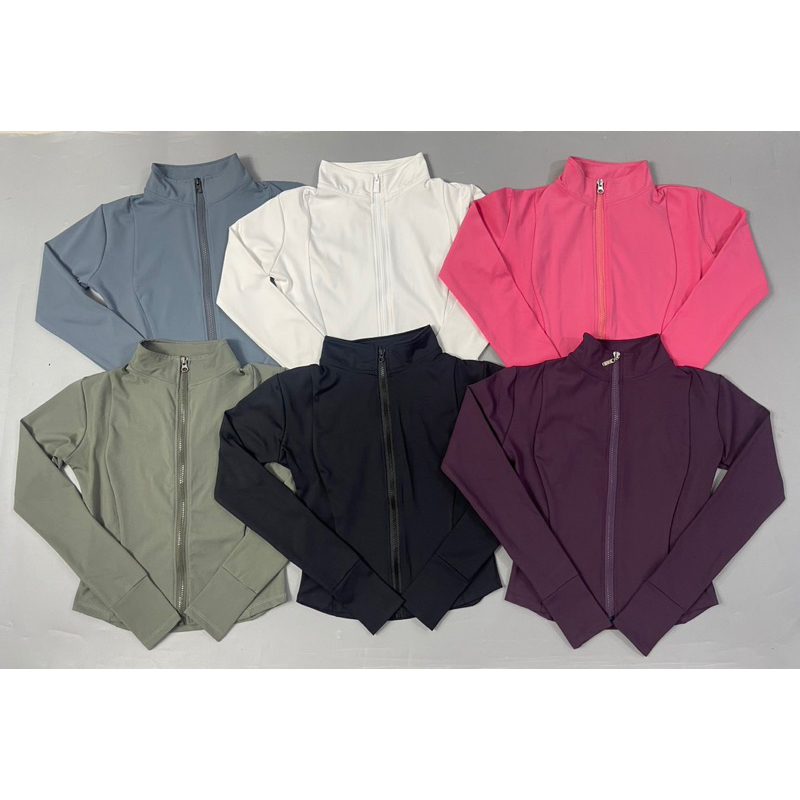 Áo Khoác Thể Thao Nữ Ôm Body Tay Dài Xỏ Ngón Vải Thun Co Dãn 4 Chiều