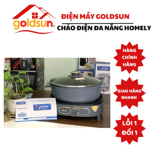 Chảo điện đa năng Homely, nồi nấu lẩu, chiên, xào luộc hấp cỡ lớn dành cho gia đình