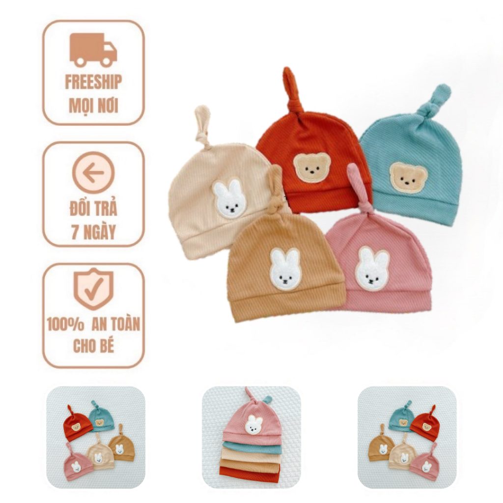 Mũ Len Tăm Cho Em Bé Trai Bé Gái  Mũ Nón Sơ Sinh Thu Đông Gấu Thỏ Cho Bé Trai Gái NÓN GẤU THỎ