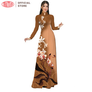 Vải Áo Dài Thái Tuấn Sắc Phương Nam In Hoa Văn Màu Nâu (Khổ 1m50, Dài 2m1) | ASBR533-043-HMP