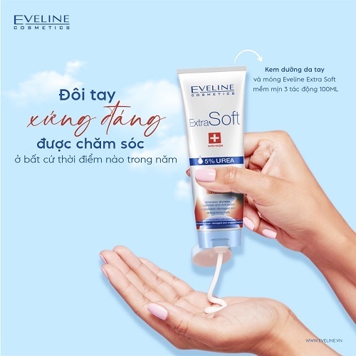 Kem Dưỡng Mềm Mịn Da Tay Và Dưỡng Móng 3 Trong 1 Eveline Extra Soft 100ml