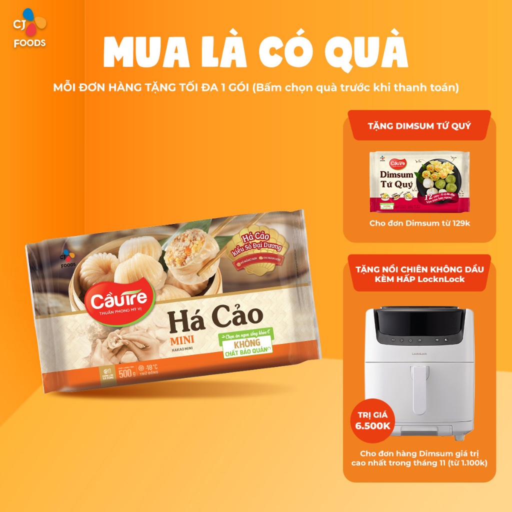 [Tặng Dimsum đơn từ 129k] Bánh Há cảo Cầu Tre mini - nhân Tôm Thịt 500g