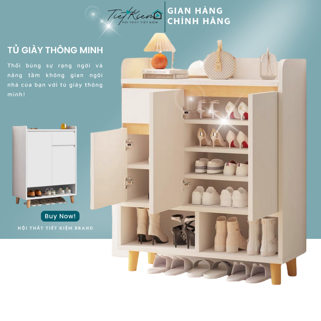 Tủ giày gỗ thông minh Nội Thất Tiết Kiệm dùng làm kệ để giày TG9998909