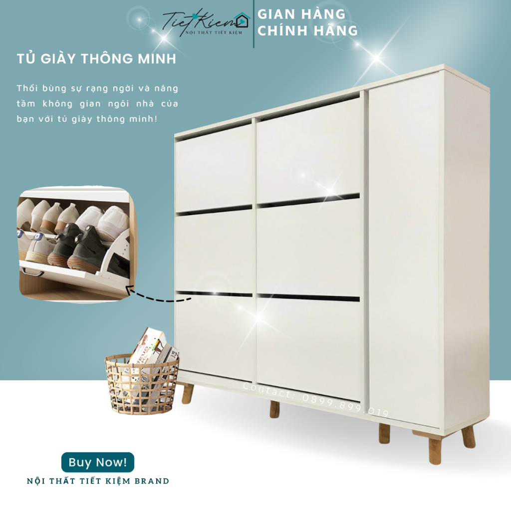 Tủ giày siêu to Nội Thất Tiết Kiệm dùng làm kệ để giày đã lắp sẵn TGTM77878