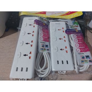 Ổ cắm 3 usb 3-4 ổ cắm có công tắc liên dây 2.5m hinoki