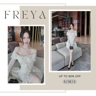 🛍Đầm váy nữ 🛍Đầm ren trễ vai tay dài váy xếp tầng cột nơ bèo ngực,Váy dự tiệc sexy , quyến rũ,Váy ngắn mini xinh xắn