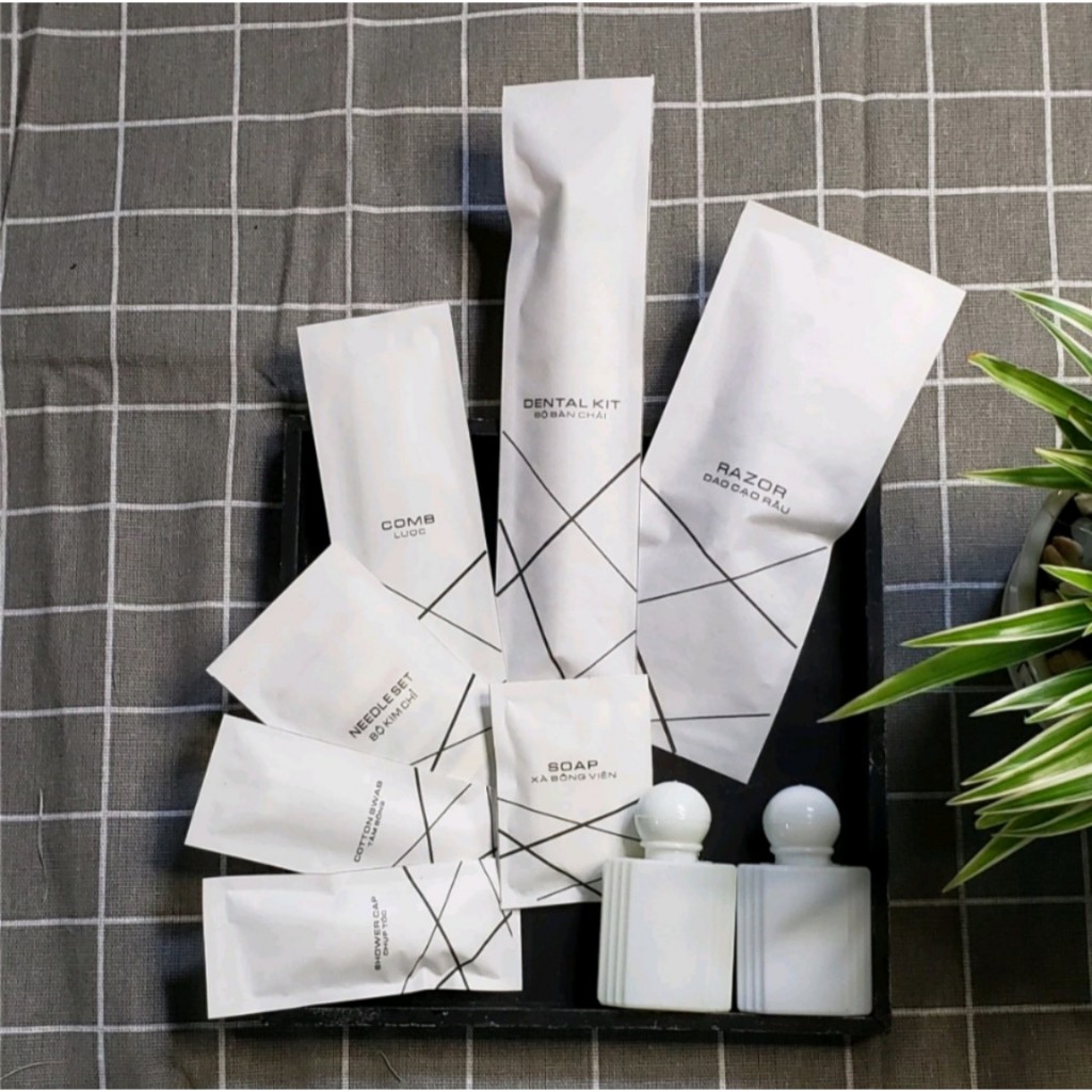 In logo miễn phí - 100 Chụp tóc loại lớn đóng túi giấy trắng/nâu dùng cho nhà nghỉ, khách sạn