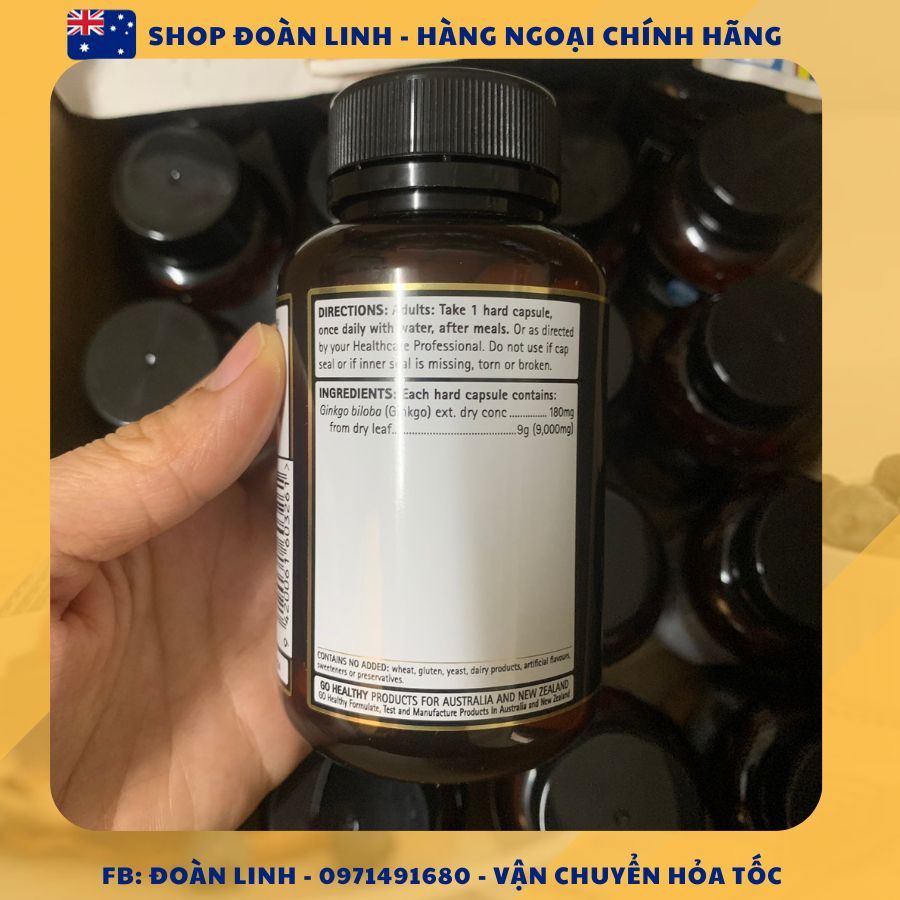 Viên uống bổ não Ginkgo 9000, lọ 60 viên, Hàng úc đi air, Mẫu mới, Date xa 2024