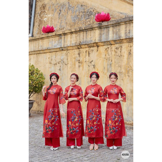 Áo dài cách tân 4 tà in 3d kèm quần