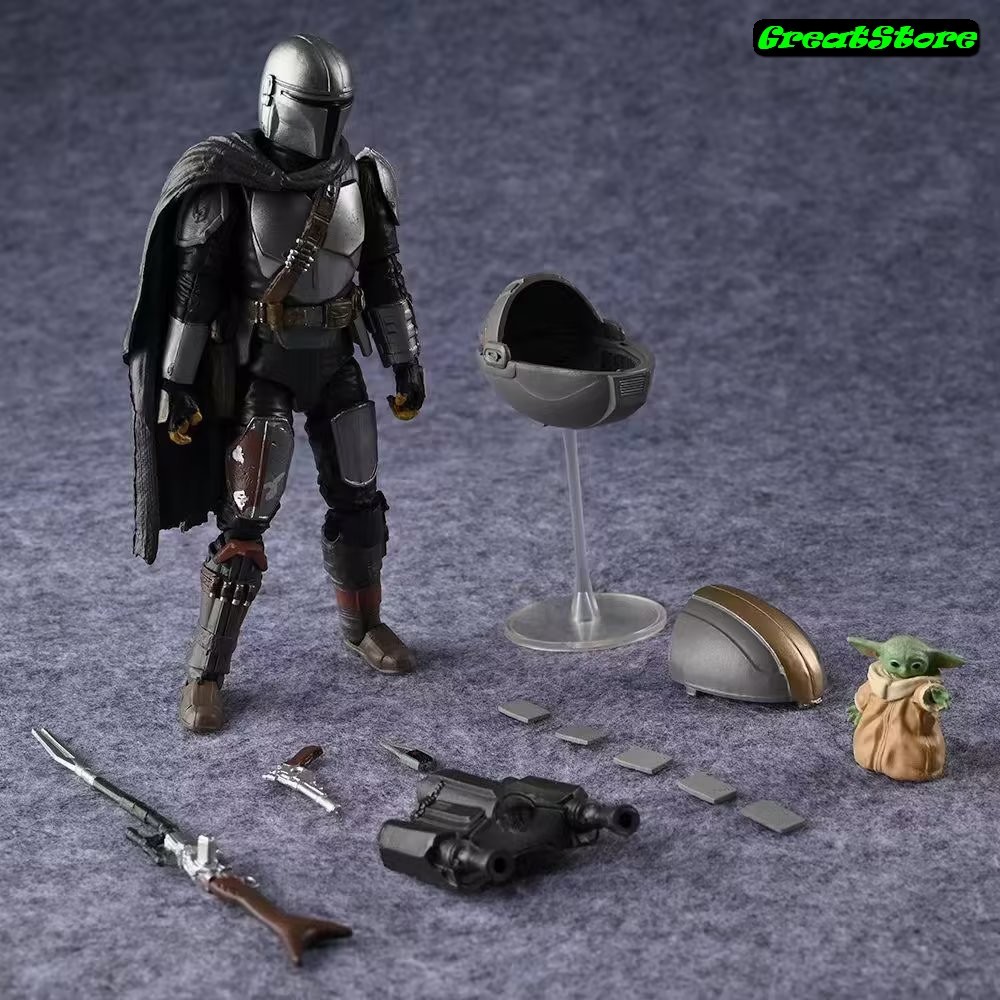 Mô hình Mandalorian  và Grogu  trong Star War Action Figure 16 cm