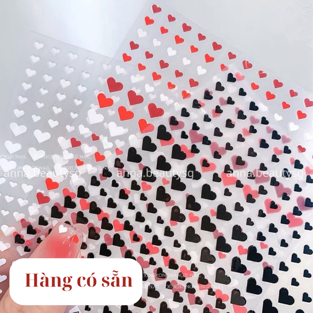 Hình dán trái tim phụ kiện make up có sẵn keo, sticket dán mặt trang trí dễ thương Noel giáng sinh