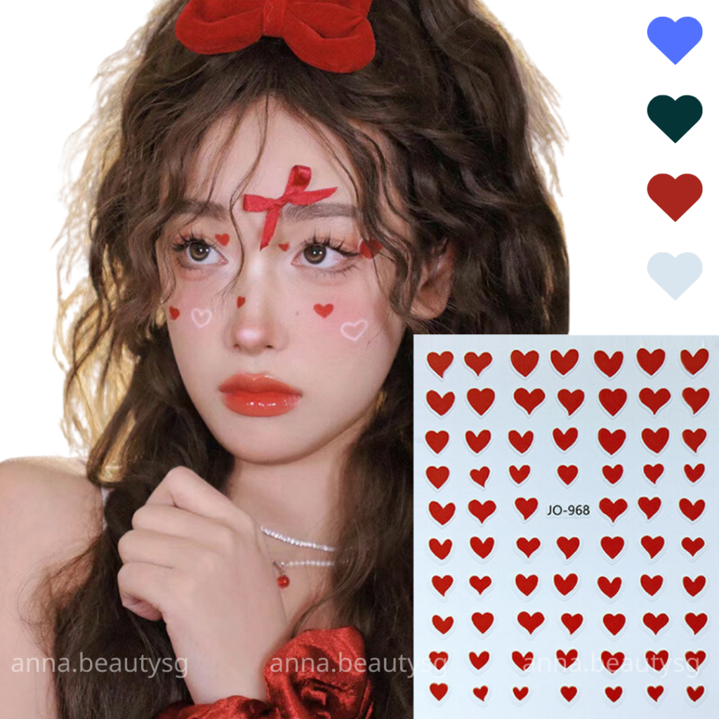 Hình dán trái tim phụ kiện make up có sẵn keo, sticket dán mặt trang trí dễ thương Noel giáng sinh