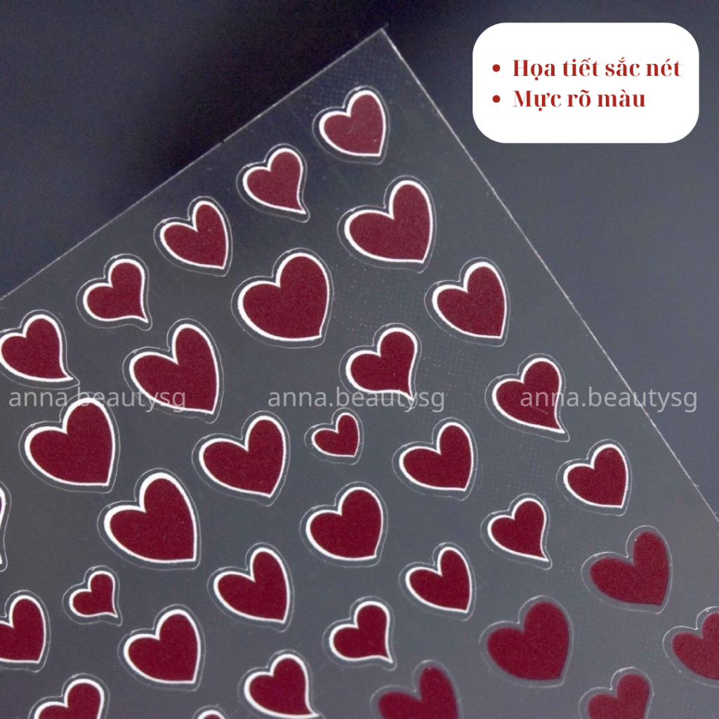 Hình dán trái tim phụ kiện make up có sẵn keo, sticket dán mặt trang trí dễ thương Noel giáng sinh