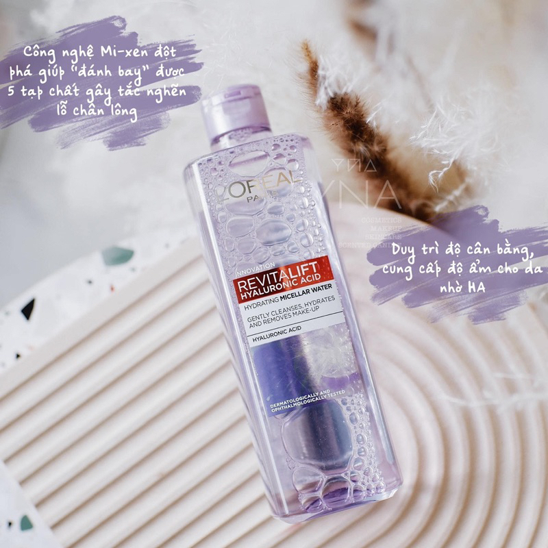 Nước Tẩy Trang LOREAL tím 400ml, dành cho da dầu mụn, da khô, da nhạy cảm