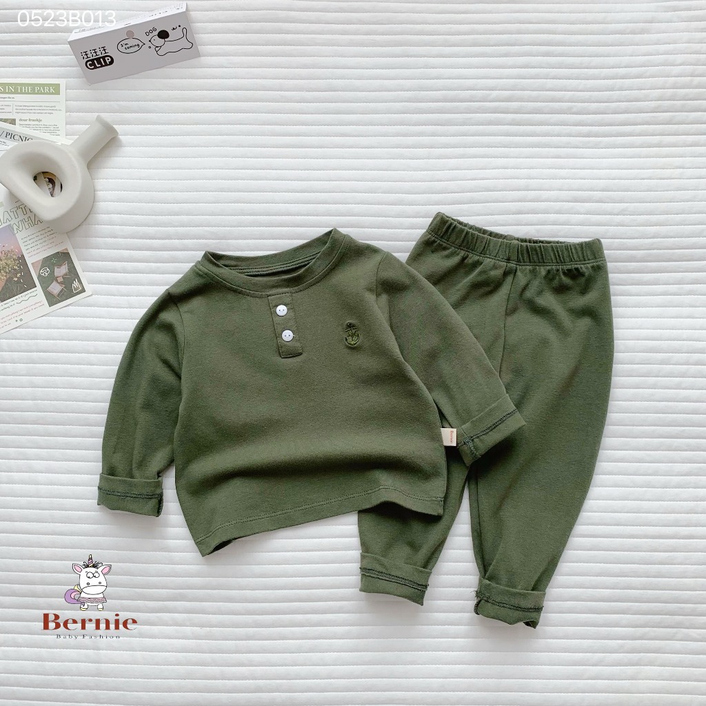 Bộ thu đông bé trai bé gái mỏ neo Bernie - Bộ dài tay giữ nhiệt bé trai bé gái cotton cho bé 9-22kg- 0523B013