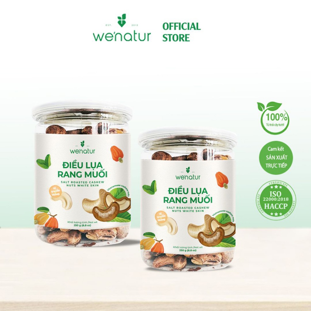 COMBO 2 Hộp Hạt Điều Lụa Nguyên Chất Rang Muối we'natur 250g