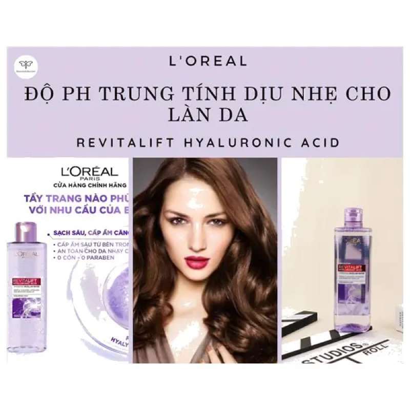 Nước Tẩy Trang LOREAL tím 400ml, dành cho da dầu mụn, da khô, da nhạy cảm