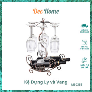 Kệ Đựng Ly Rượu Vang Giá Treo Ly Rượu Loại 6 Ly Có Đế Đựng Được Chai Rượu