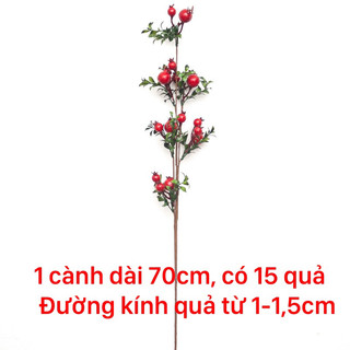 Cành lựu phú quý quả đỏ mini trang trí ( cây giả )