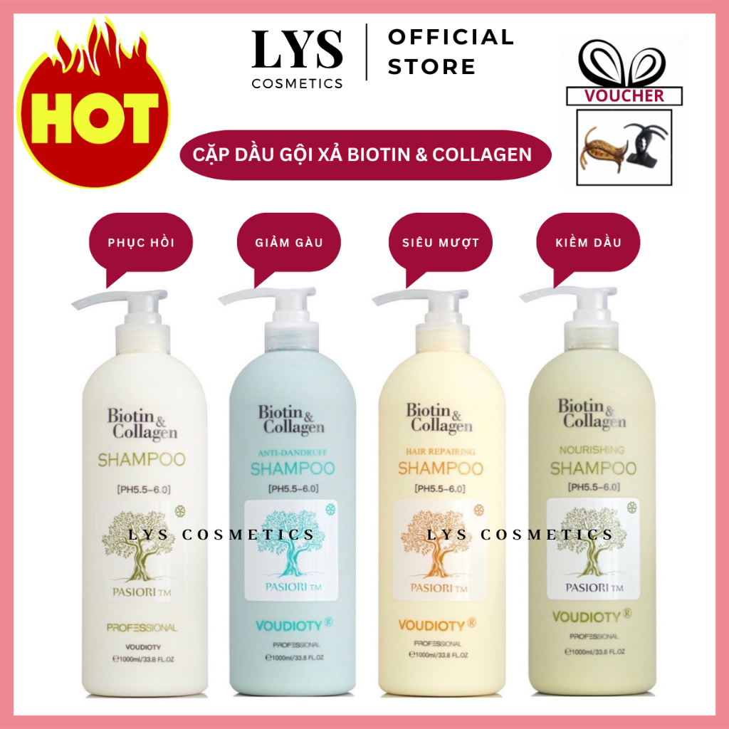 Cặp Dầu Gội Xả Biotin & Collagen Voudioty 500ml/1000ml | Ngăn Ngừa Rụng Tóc, Giảm Gàu, Kiềm Dầu, Phục hồi hư tổn