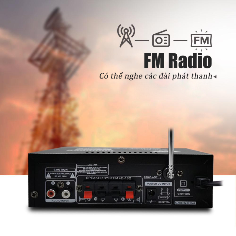 Amply mini karaoke gia đình BT198B-B Amly Mini Bluetooth Kết Hợp Ghi Âm , Echo Siêu Mượt - Thiết bị khuếch đại âm thanh