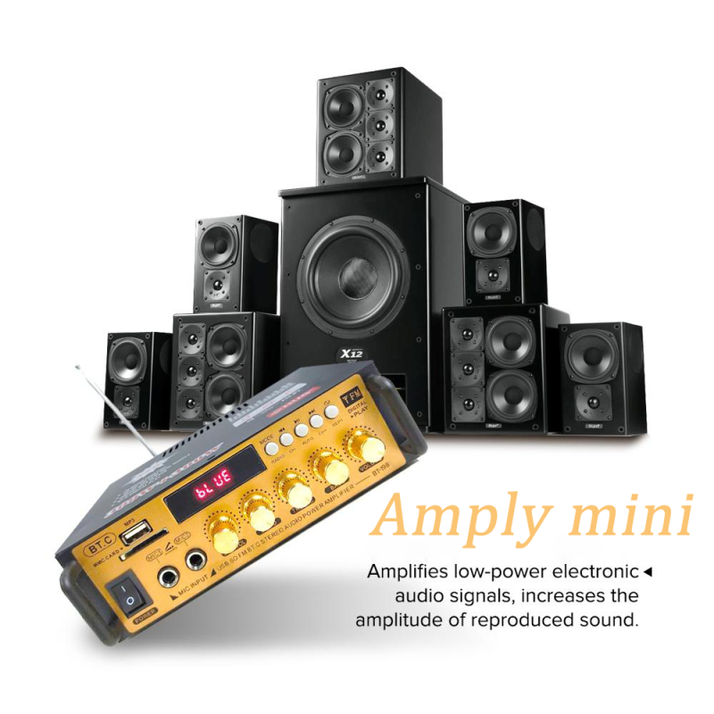 Amply mini karaoke gia đình BT198B-B Amly Mini Bluetooth Kết Hợp Ghi Âm , Echo Siêu Mượt - Thiết bị khuếch đại âm thanh