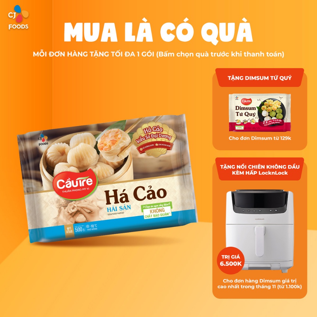 [Tặng Dimsum cho đơn từ 129k] Bánh Há cảo Cầu Tre - Há cảo Tôm Hải sản 500g