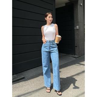 Quần Jeans Nữ Ống Rộng HASHTAGEM Signature Loose Jeans Blue LSJ.2, Lưng Cao, Dáng Suông, Chất Cotton Mềm Cao Cấp