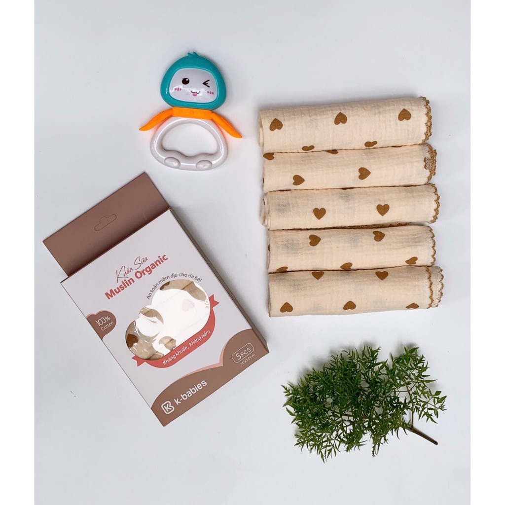 HỘP 5 KHĂN SỮA MUSLIN KBABIES CAO CẤP