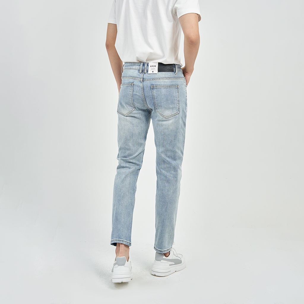 Quần Jean Nam Local Brand KRIK Form Slimfit Chất Liệu Cao Cấp Màu Xanh Rách Xước QJ6001