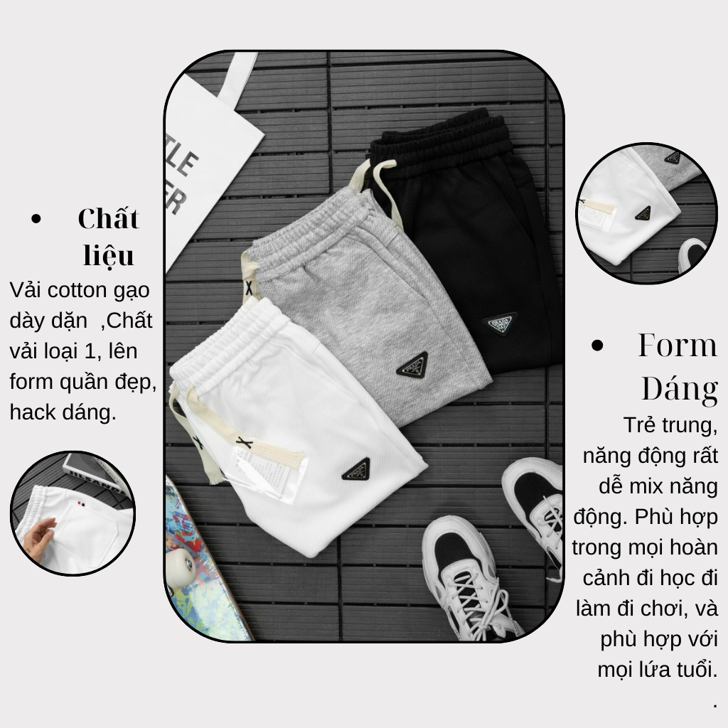 Quần jogger nam thể thao chất liệu cotton gạo, quần thể thao nam vải dày dặn, thời trang nam MANKUDA