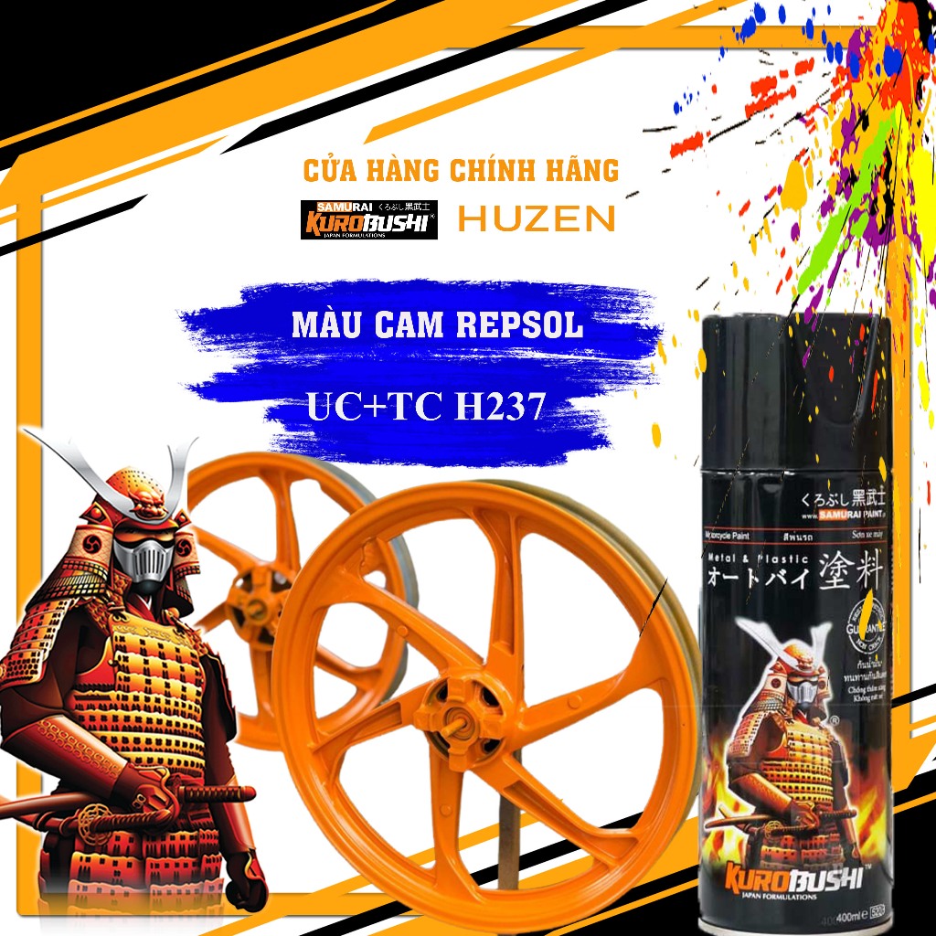 Sơn Samurai H237 màu Cam Repsol UC+TC - Huzen Việt Nam