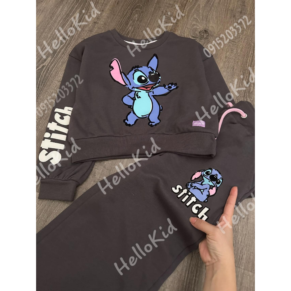 Bộ nỉ stick quần culotes bé gái