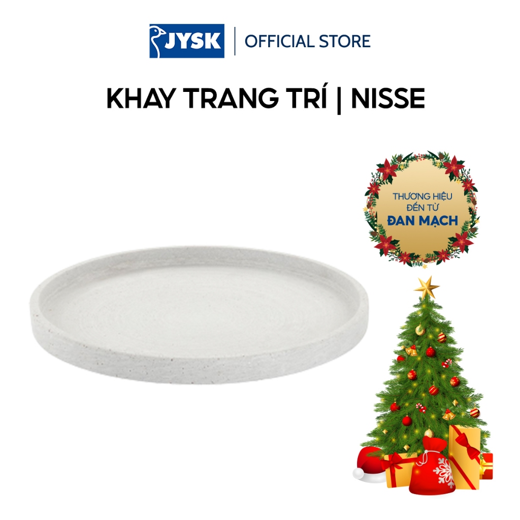 Khay trang trí | JYSK Nisse | polyresin/polystone | xám nhạt | DK25xC2cm