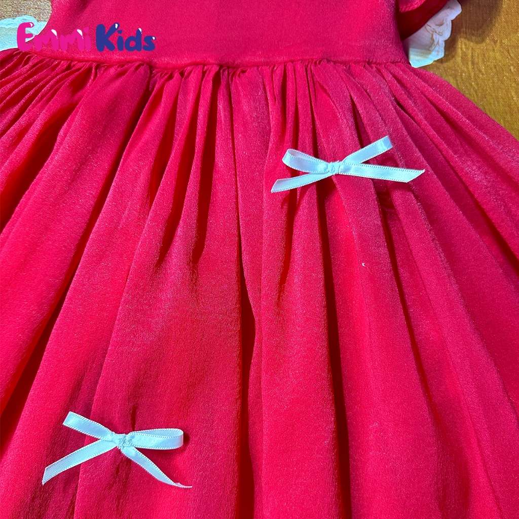 B04 Váy Bé gái cổ sen, EMMIKIDS Đầm trẻ em chất tơ cao cấp