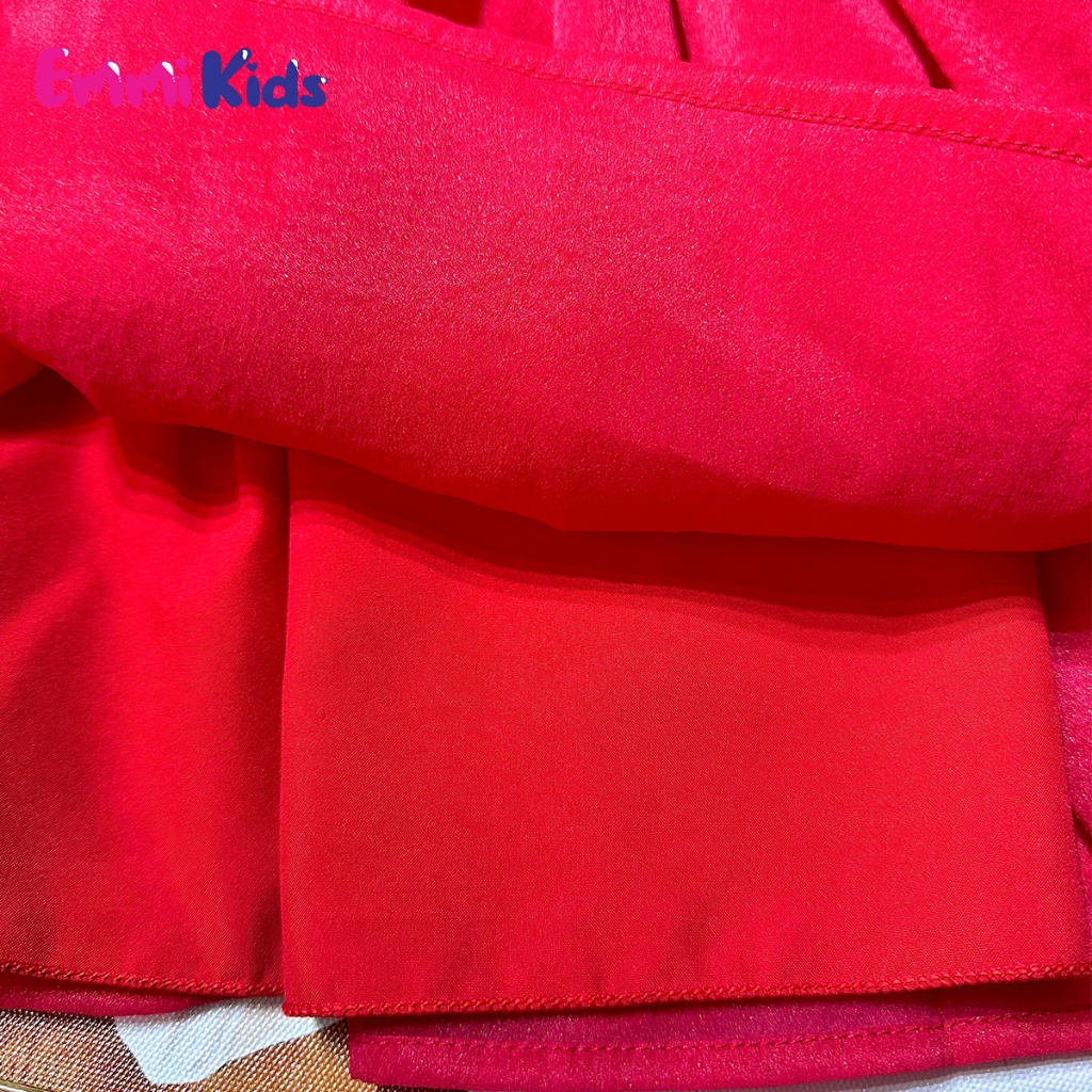 B04 Váy Bé gái cổ sen, EMMIKIDS Đầm trẻ em chất tơ cao cấp