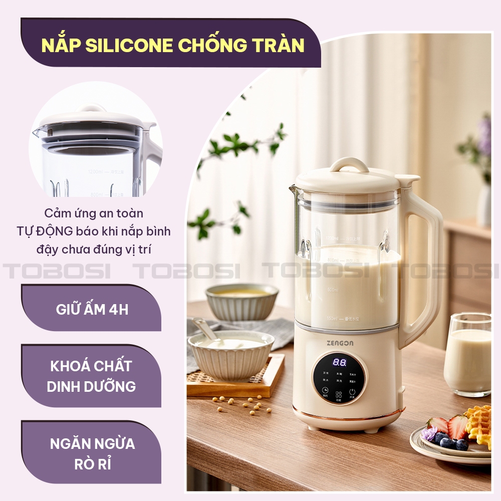 Máy làm sữa hạt Zengon đa năng 1200ml - BH 12 Tháng