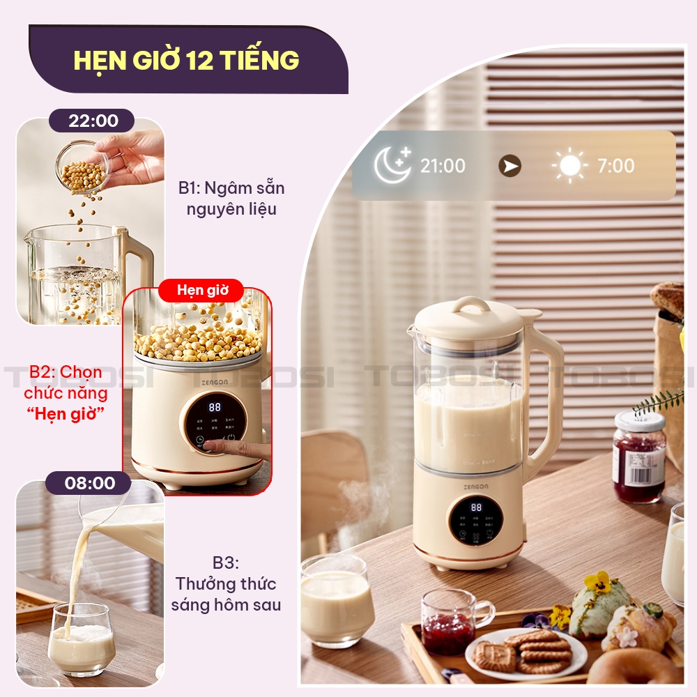 Máy làm sữa hạt Zengon đa năng 1200ml - BH 12 Tháng
