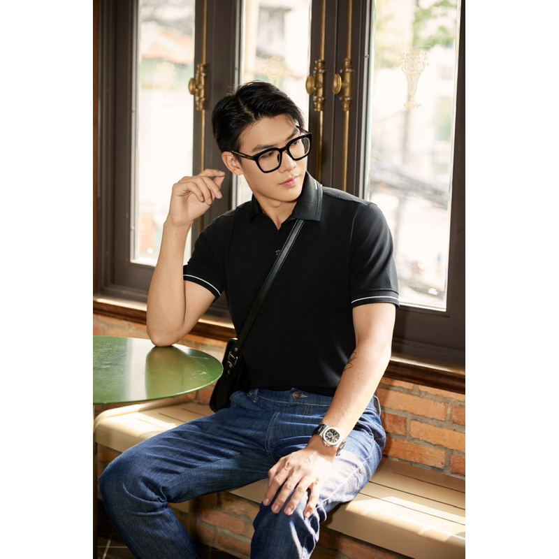 Áo thun đen nam polo cá sấu VNXK dày mịn cotton chính phẩm form basic