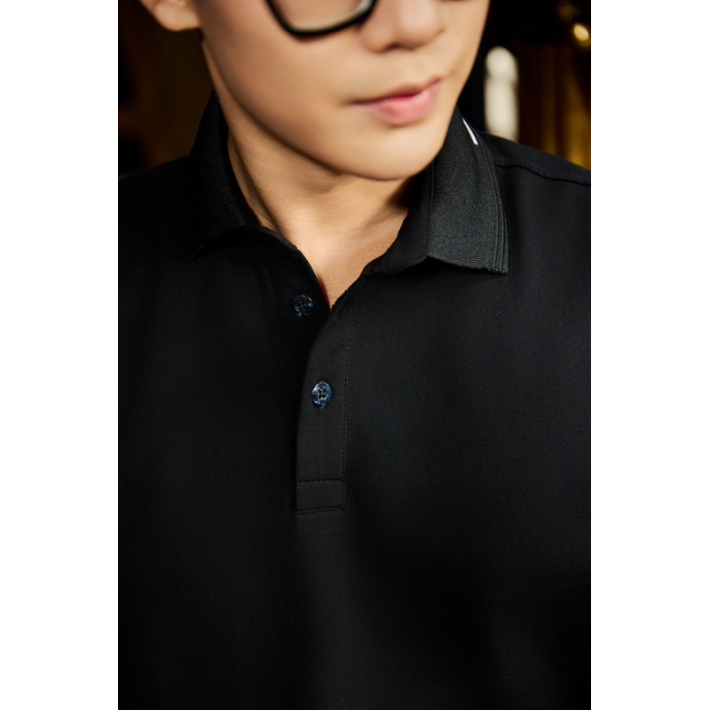 Áo thun đen nam polo cá sấu VNXK dày mịn cotton chính phẩm form basic