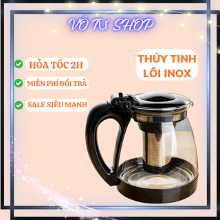 Bình Lọc Trà Thủy Tinh 1400ml Sang Trọng có lưới lọc INOX có thể pha cafe