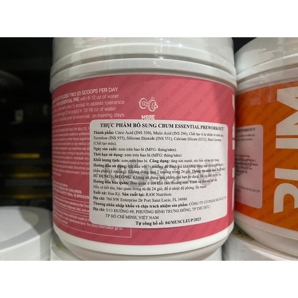 Bột tăng lực thể thao CBUM ESSENTIAL PRE-WORKOUT 30 lần tăng sức mạnh sức bền trong tập luyện từ RAW