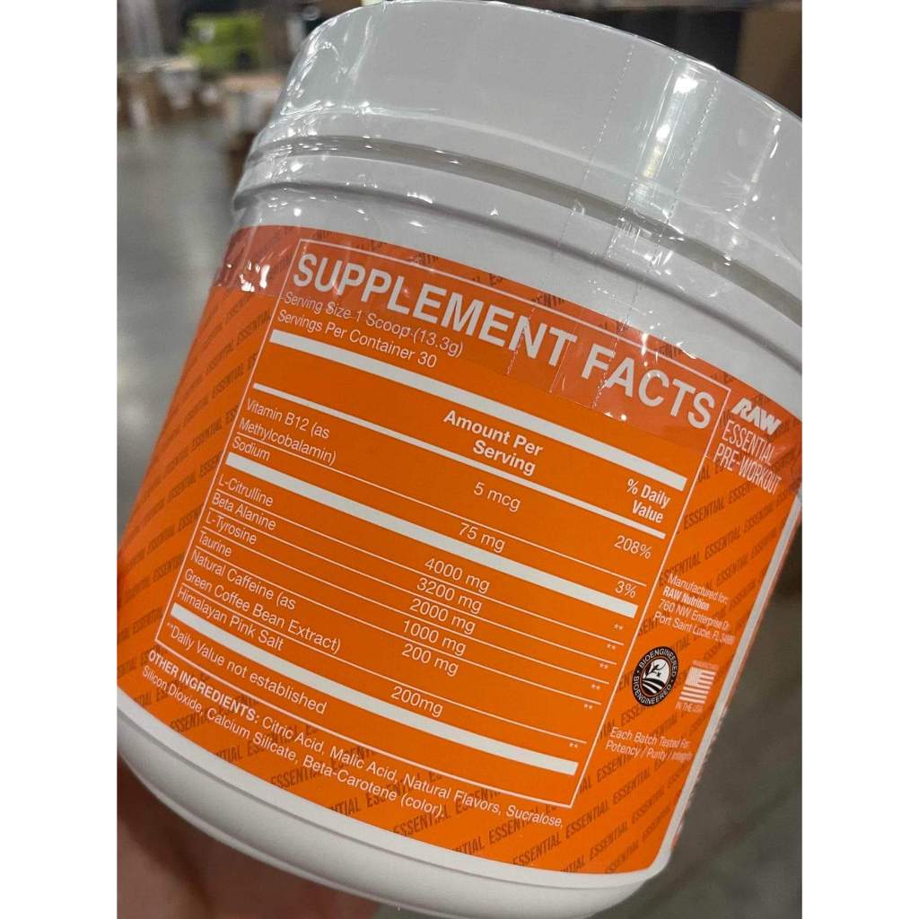 Bột tăng lực thể thao CBUM ESSENTIAL PRE-WORKOUT 30 lần tăng sức mạnh sức bền trong tập luyện từ RAW