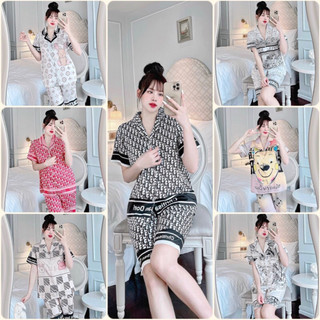  Bộ lửng Pyjama nữ in 5D lụa xước nhiều hình xinh
