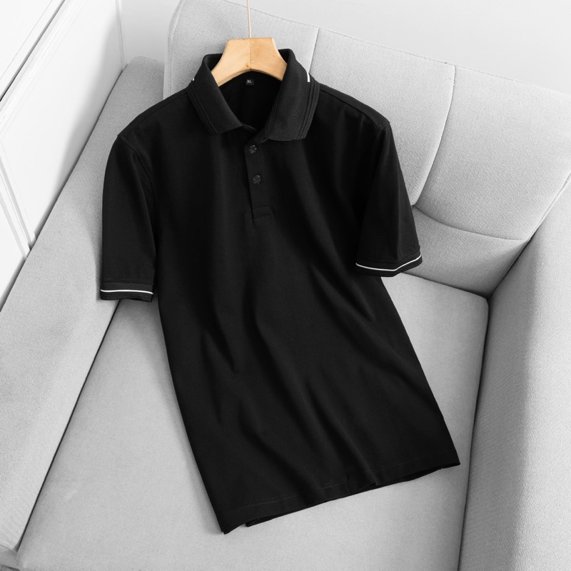 Áo thun đen nam polo cá sấu VNXK dày mịn cotton chính phẩm form basic