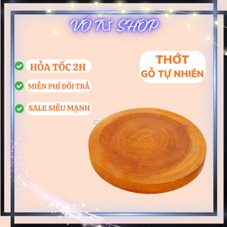 Thớt gỗ tròn 24cm có móc treo dày dặn cực kì chắc chắn , thớt gỗ tự nhiên an toàn Việt Nam
