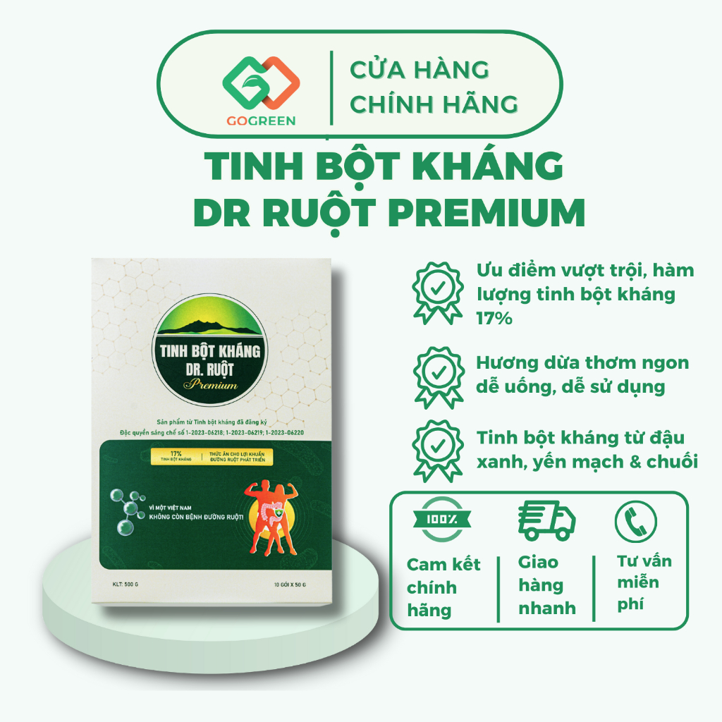 Tinh Bột Kháng Dr Ruột Premium - Giảm Táo Bón, Viêm Đại Tràng, Rối Loạn Đường Ruột, Nuôi Dưỡng Lợi Khuẩn Hộp 500gr